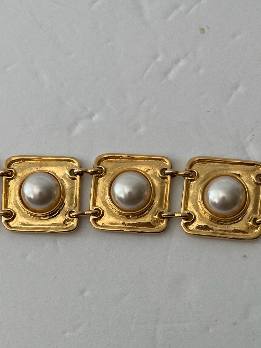 Elegant Gold-Tone Pearl Statement Bracelet